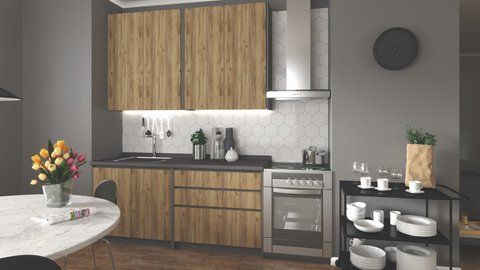 Кухня модульна IDEA Halmar 180 Антрацит Крафтовий Дуб фотографія