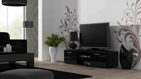 ТВ Тумба SOHO RTV Cama 140 Черный Мат / Черный Глянец фотография
