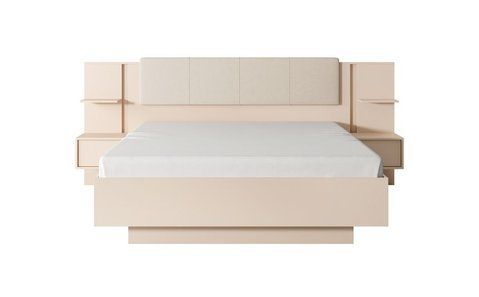 Кровать (каркас) Perfect Home Даст / Dast 160 с прикроватными тумбами и мягким изголовьем Беж фотография