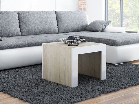 Журнальный столик TESS MINI 60x60 Cama Дуб Сонома Мат / Белый Глянец фотография
