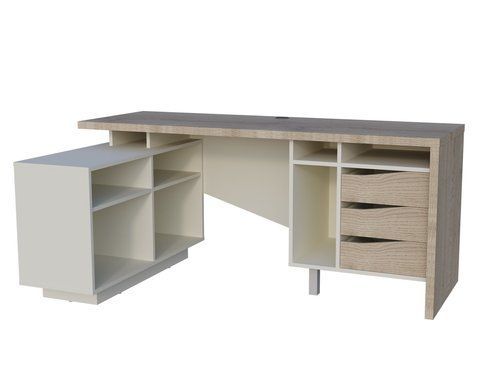 Стіл письмовий CONNECT 2 L SK Intarsio 1800*786 дуб кремона котта/стоун бейж фотографія