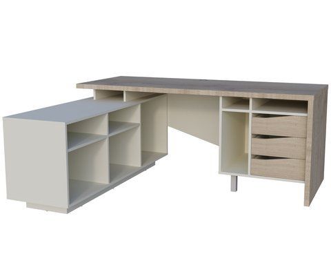 Стіл письмовий CONNECT 1 L SK 1900*786 Intarsio дуб кремона котта/стоун бейж фотографія
