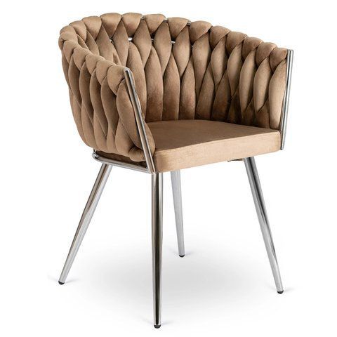 Стілець оксамитовий MEBEL ELITE SORELLA Velvet Бежевий / хром фотографія