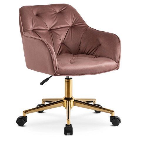 Стілець офісний поворотний оксамитовий MEBEL ELITE KONOR Velvet Рожевий/золото фотографія