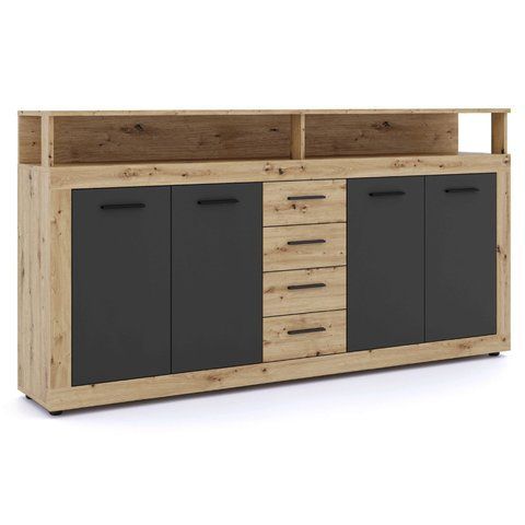 Комод MEBEL ELITE BLAGO 190 Дуб Артизан / Черный фотография