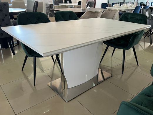 Стол раскладной DETROIT CERAMIC Intarsio 160(200)x90 Белый Эффект Мрамора фотография