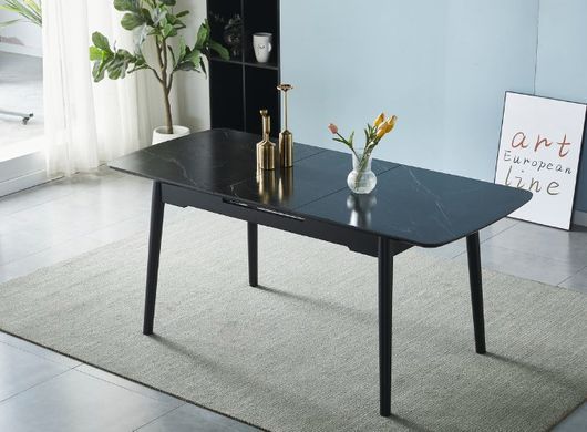 Стіл розкладний BERLIN CERAMIC Intarsio 140(180)x80 Чорний Мат Кераміка Чорний фотографія