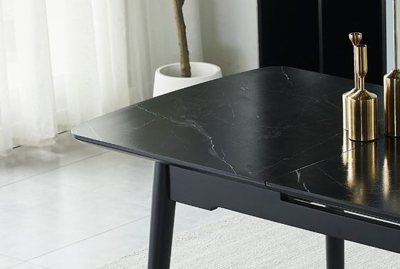 Стіл розкладний BERLIN CERAMIC Intarsio 140(180)x80 Чорний Мат Кераміка Чорний фотографія