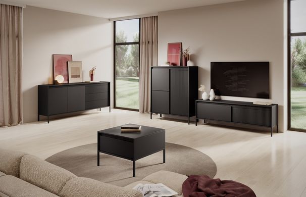 Комод високий Perfect Home Сенсо / Senso 3-дверний 3D Чорний фотографія