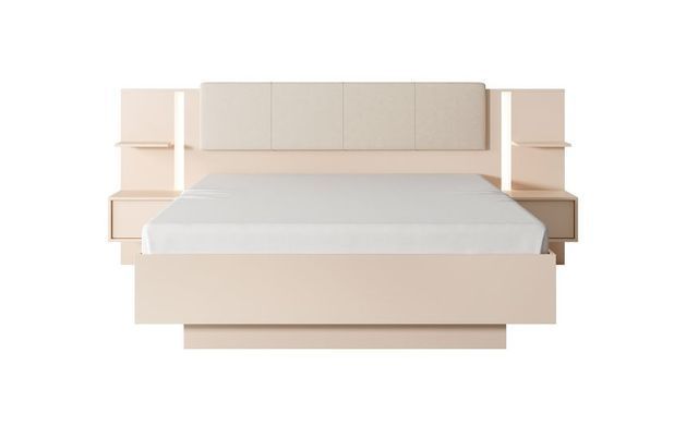 Кровать (каркас) Perfect Home Даст / Dast 160 с прикроватными тумбами и мягким изголовьем Беж фотография