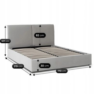 Кровать двуспальная MEBEL ELITE MARSYLIA Velvet 160x200 см Серый фотография