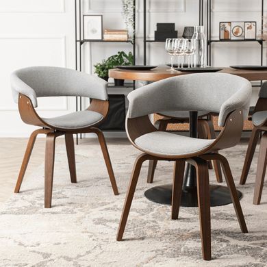 Комплект стіл MEBEL ELITE LINO 100х100 см Горіх / Чорний +4 стільці GARY 2 Сірий / горіх фотографія