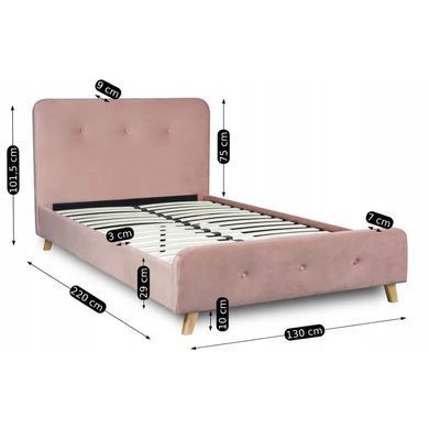 Ліжко оксамитове MEBEL ELITE MIKEL Velvet 120x200см Рожевий фотографія