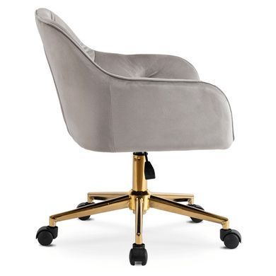 Стул офисный поворотный бархатный MEBEL ELITE KONOR Velvet Серый/золото фотография
