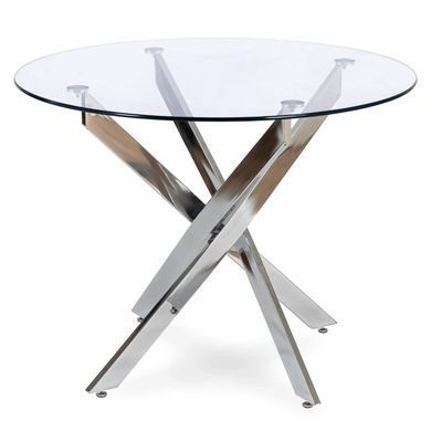 Стол MEBEL ELITE SALLO 2 100х100 см Прозрачный/Хром фотография