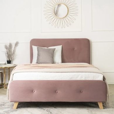 Ліжко оксамитове MEBEL ELITE MIKEL Velvet 120x200см Рожевий фотографія