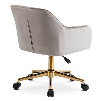 Стул офисный поворотный бархатный MEBEL ELITE KONOR Velvet Серый/золото фотография