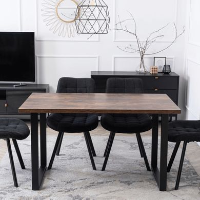 Стол MEBEL ELITE GLOS 135х80 см Дуб Рустик / Черный фотография