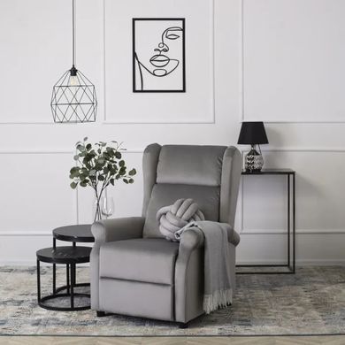 Кресло реклайнер бархатное MEBEL ELITE SIMON Velvet Серый фотография