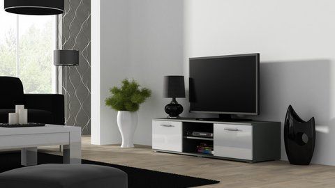 ТВ Тумба SOHO RTV Cama 140 Серый Мат / Белый Глянец фотография