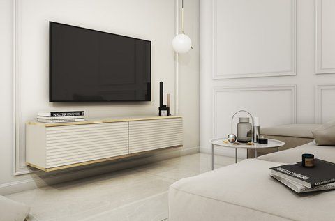 Тумба під телевізор навісна Perfect Home Оро / Oro 2-дверна RTV135 MDF Бежевий фотографія