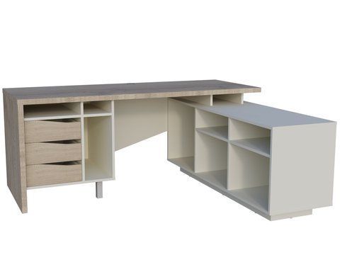 Стіл письмовий CONNECT 1 R SK 1900*786 Intarsio дуб кремона котта/стоун бейж фотографія