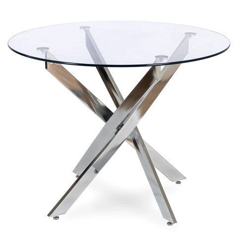 Стол MEBEL ELITE SALLO 2 100х100 см Прозрачный/Хром фотография