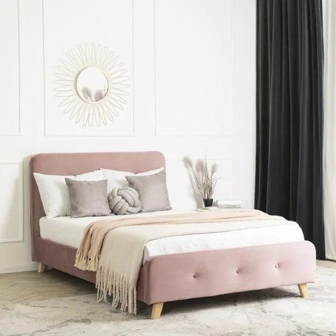 Кровать бархатная MEBEL ELITE MIKEL Velvet 120x200см Розовая фотография
