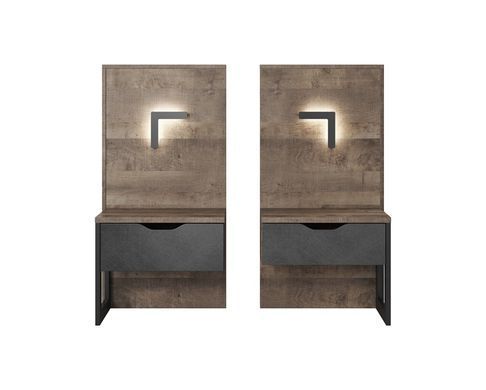 Тумби приліжкові з підсвіткою Perfect Home Арден / Arden з 2 шухлядами 1S/52 Дуб санд гранж/матера фотографія