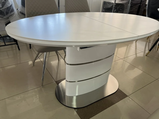 Стол раскладной SANREMO CERAMIC Intarsio 140(180)x80 Белый Эффект Мрамора фотография