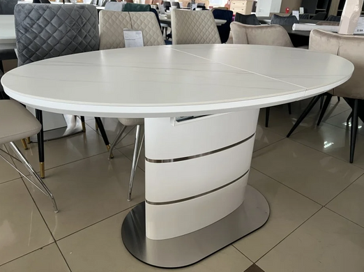 Стол раскладной SANREMO CERAMIC Intarsio 140(180)x80 Белый Эффект Мрамора фотография