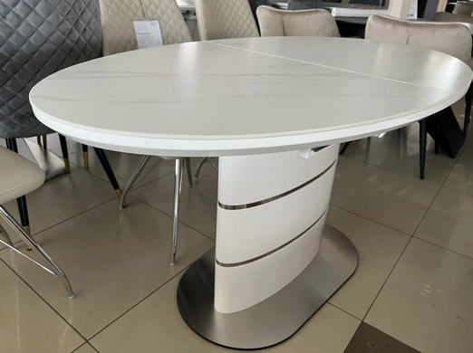 Стол раскладной SANREMO CERAMIC Intarsio 140(180)x80 Белый Эффект Мрамора фотография