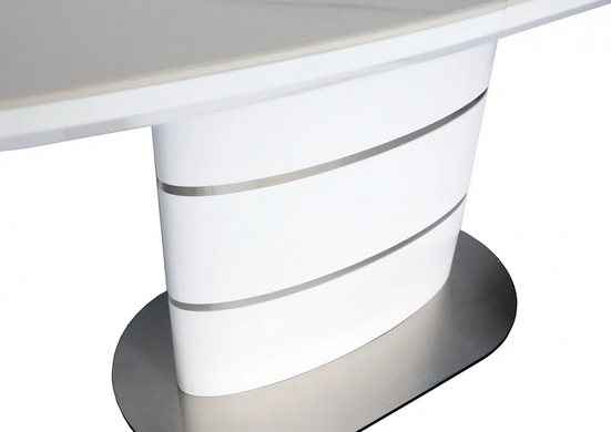 Стол раскладной SANREMO CERAMIC Intarsio 140(180)x80 Белый Эффект Мрамора фотография