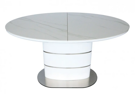 Стол раскладной SANREMO CERAMIC Intarsio 140(180)x80 Белый Эффект Мрамора фотография