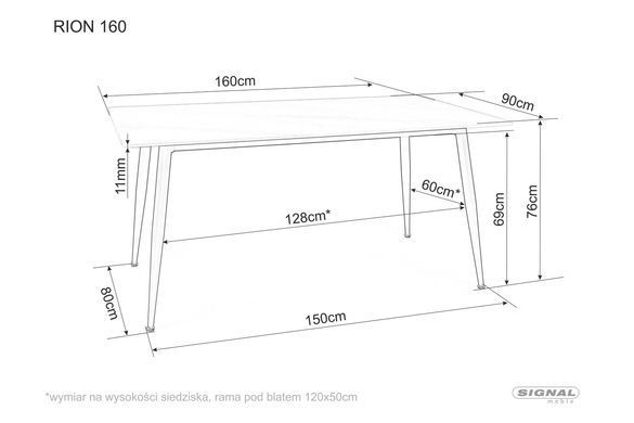 Стіл Обідній RION 160x90 Signal Білий Мармур / Чорний Мат фотографія