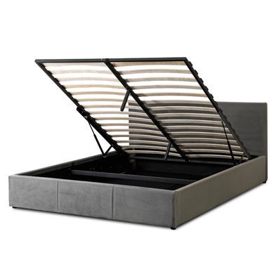 Кровать двуспальная бархатная MEBEL ELITE ALISSON Velvet 140x200 Серый фотография