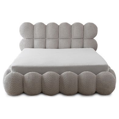 Ліжко двоспальне MEBEL ELITE ANKARA 160x200 см Сірий Букле фотографія
