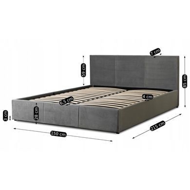 Кровать двуспальная бархатная MEBEL ELITE ALISSON Velvet 140x200 Серый фотография