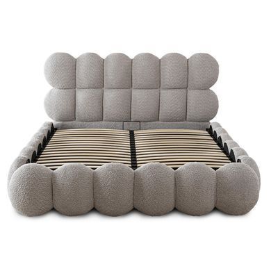 Ліжко двоспальне MEBEL ELITE ANKARA 160x200 см Сірий Букле фотографія