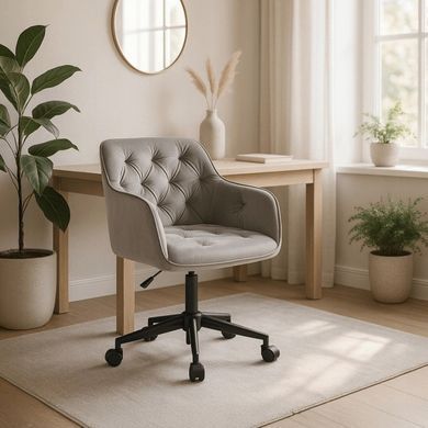 Стілець офісний поворотний оксамитовий MEBEL ELITE KONOR Velvet Сірий фотографія