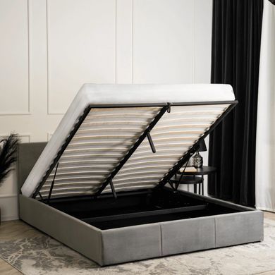 Кровать двуспальная бархатная MEBEL ELITE ALISSON Velvet 140x200 Серый фотография