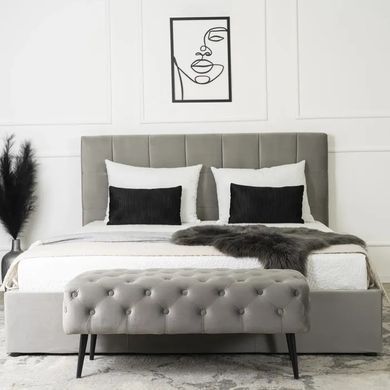 Ліжко двоспальне оксамитове MEBEL ELITE PANAMA Velvet 160x200 см Сірий фотографія