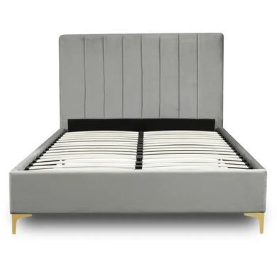 Ліжко двоспальне оксамитове MEBEL ELITE MARCELO Velvet 140x200 см Сірий фотографія