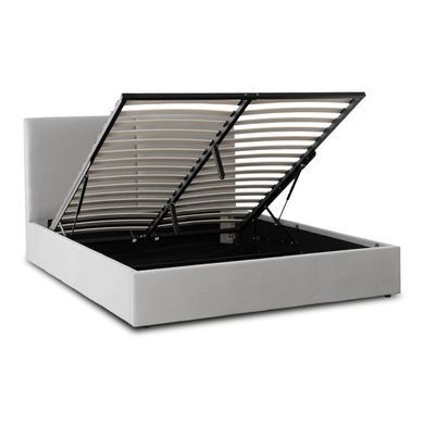 Кровать двуспальная MEBEL ELITE MARSYLIA Velvet 180x200 см Серый фотография