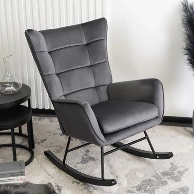 Кресло-качалка бархатное MEBEL ELITE JACKSON Velvet Серый фотография