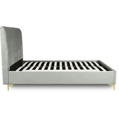 Ліжко двоспальне оксамитове MEBEL ELITE MARCELO Velvet 140x200 см Сірий фотографія