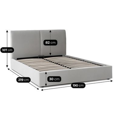Кровать двуспальная MEBEL ELITE MARSYLIA Velvet 180x200 см Серый фотография
