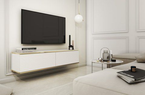Тумба під телевізор навісна Perfect Home Оро / Oro 2-дверна RTV135 MDF Білий фотографія