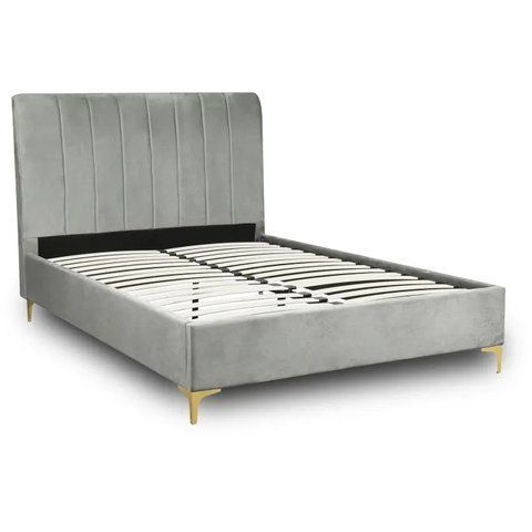 Кровать двуспальная бархатная MEBEL ELITE MARCELO Velvet 140x200 см Серый фотография
