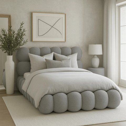Ліжко двоспальне MEBEL ELITE ANKARA 160x200 см Сірий Букле фотографія